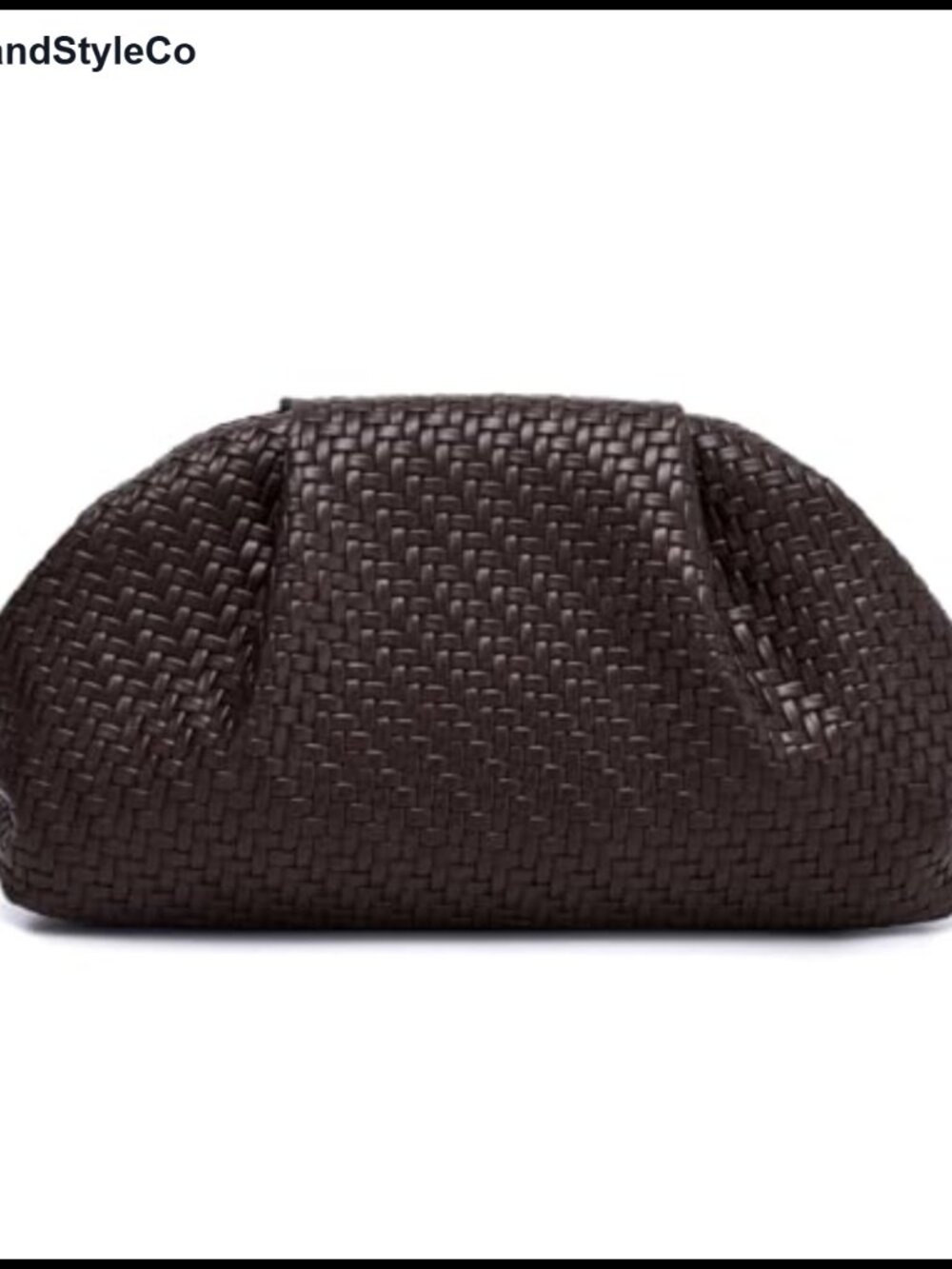 Woven PU Leather Dumpling Clutch Ruched Evening Bag